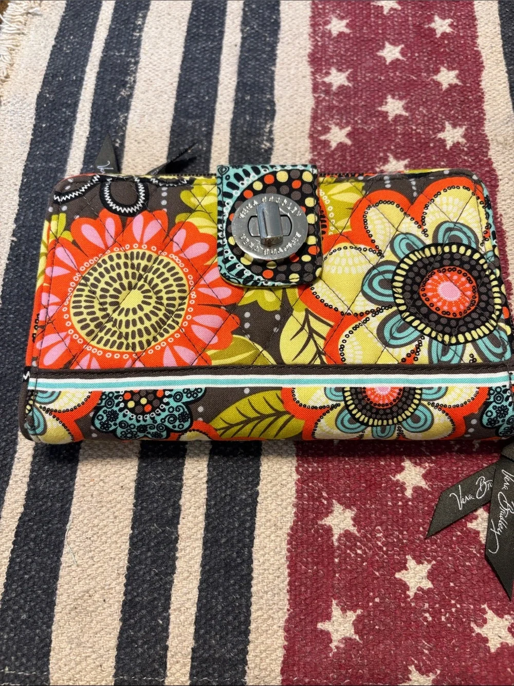 Vera Bradley Multicolor Floral Quilted Wallet with Turn-Lock